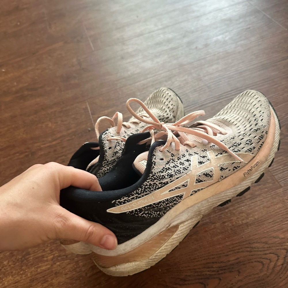 Asics Black and Cream Athletic Shoes Modern Design